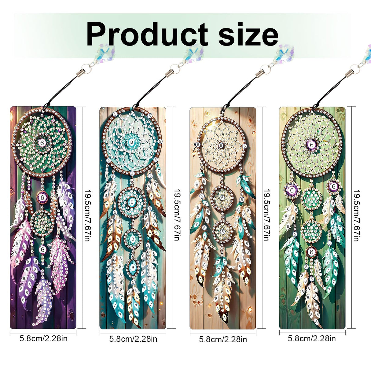 4 Pack Diamond Painting Bookmark Kits Theme of Dreamcatcher, Special Shaped Diamond Art Bookmarks with Pendant, DIY Handmade Crafts Home Office Supplies Reading Bookmark, Perfect Gift for Book Lovers Focart