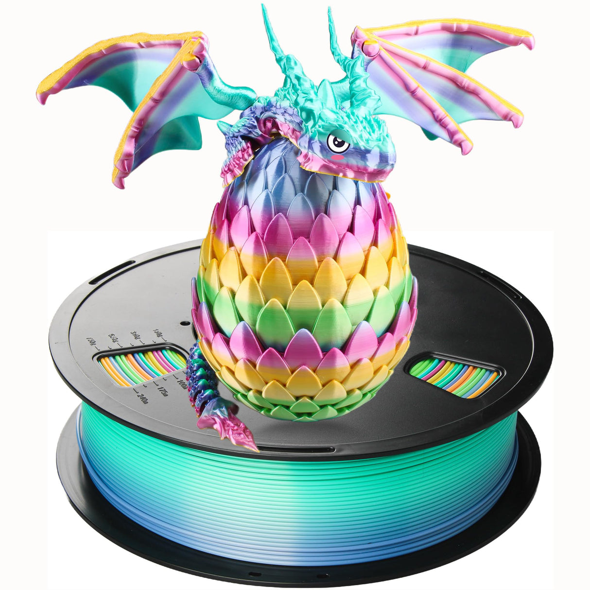 Semdon Silk PLA 3D Printer Filament 1.75mm - Rainbow 1kg Spool | ±0.02mm Ultra-Precision, Zero Warping & Tangle-Free | Ender 3/Prusa FDM Filament | Holographic Multicolor Finish (Rainbow Candy) Semdon