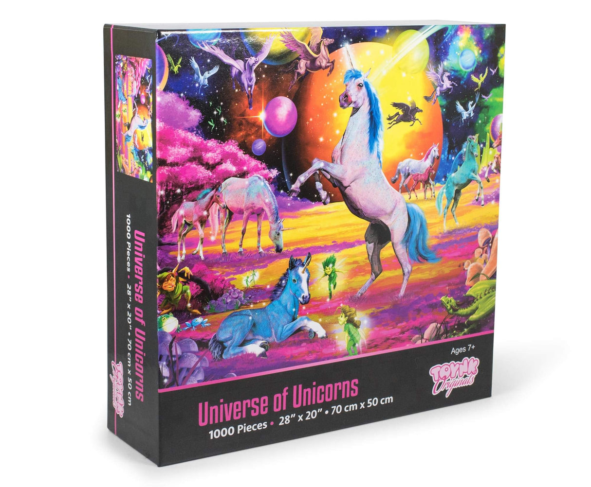 Universe of Unicorns Rainbow Fantasy Puzzle for Adults and Kids | 1000 Piece Jigsaw Puzzle Toy | Interactive Brain Teaser for Game Night | 28 x 20 Inches Toynk