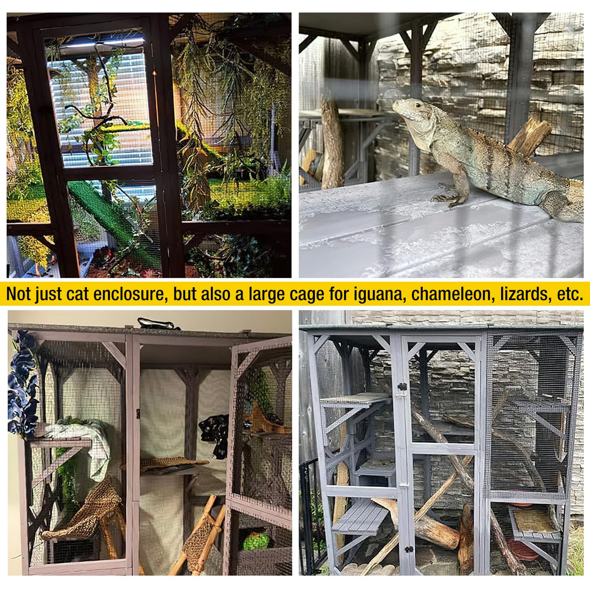 Aivituvin Cat House Outdoor Catio Kitty Enclosure with Super Large Enter Door, Wooden Cat Cage Condo Indoor Playpen with Platforms & Small House-71 Inch Aivituvin