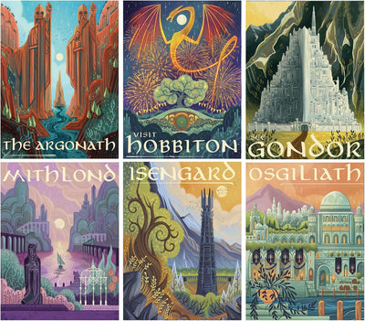 6Packs Abstract Landscape Diamond Art Kits for Adults,Ring Art Diamond Painting Kits,DIY 5D Fairy Dust Diamond Art Painting Kits,Magic Castle Diamond Dots for Adults for Home Wall Decor 12x16inch