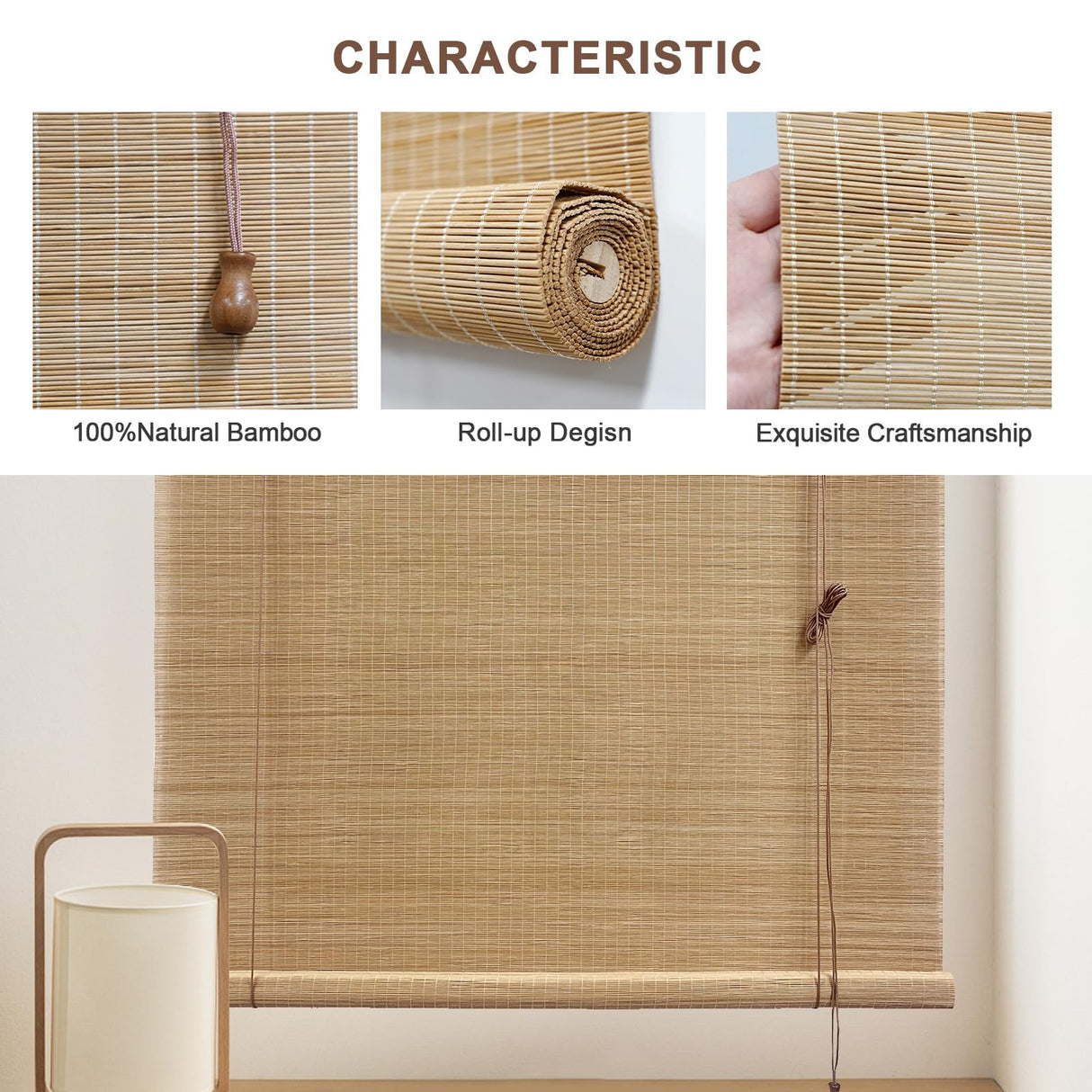 EVOZEN Bamboo Blinds - Custom Window Shades, Hand Weave Easy to Install for Interior, Outdoor Patio, Decks, Porches, Backyards EVOZEN