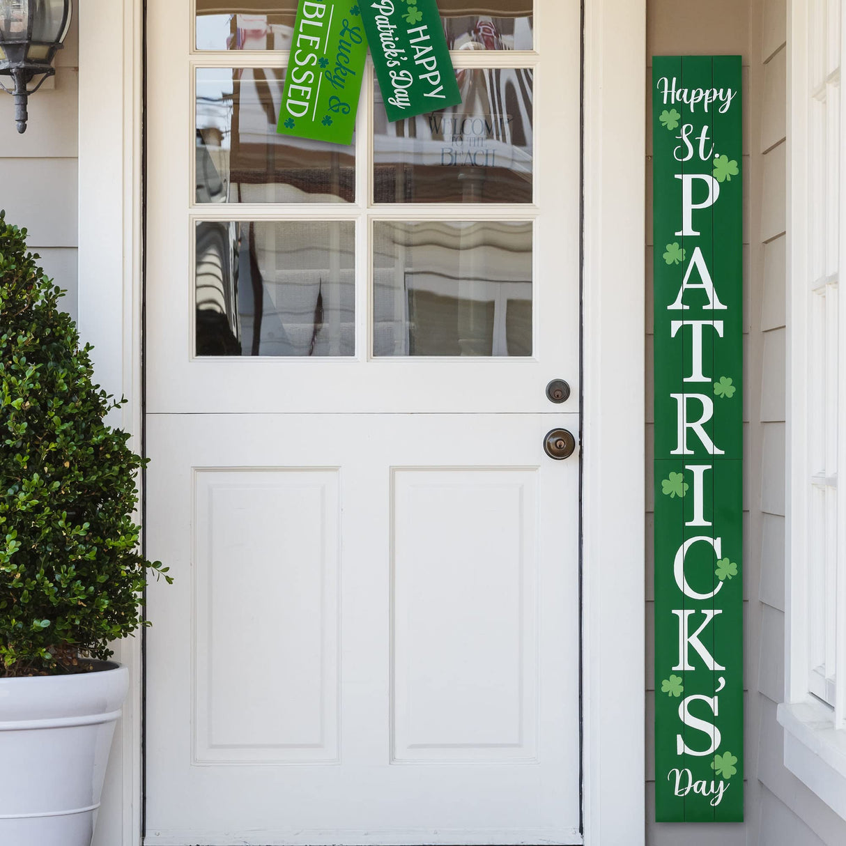 Glitzhome 60"L Wooden St. Patrick's Porch Sign, Happy St Patrick's Day Vertical Porch Decor for Home Front Door Yard Party glitzhome