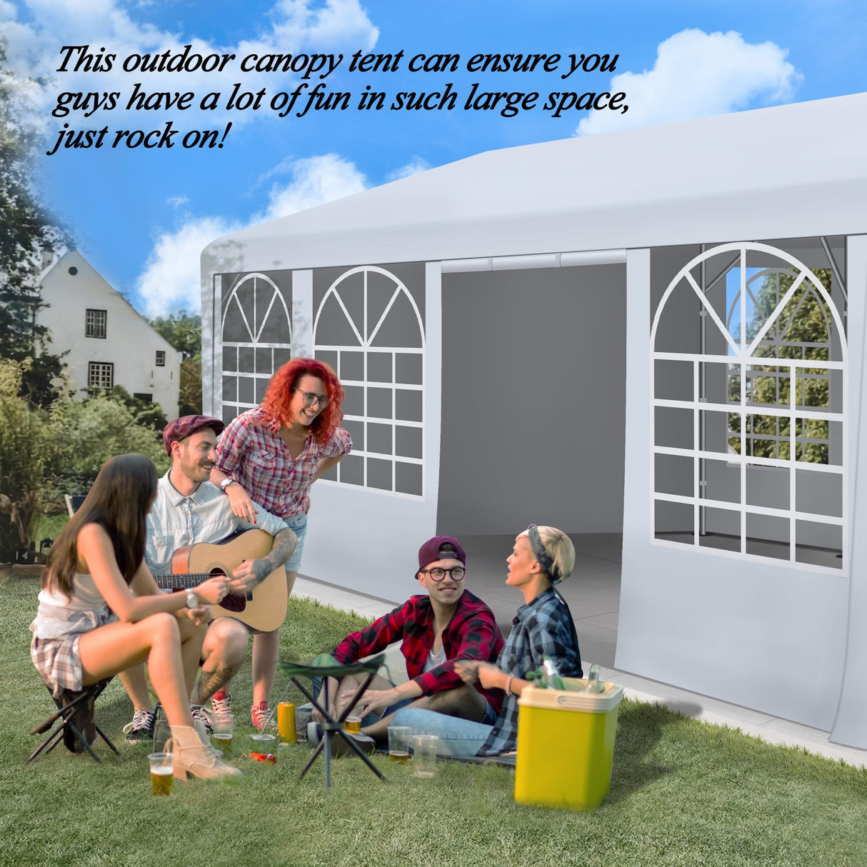 GARTOO 20' x 40' Canopy Party Tent & Carport - Heavy Duty Outdoor Wedding Gazebo with 4 Sand Bags, Event Shelter Canopy for Outdoor Event, Wedding, Birthday Party GARTOO