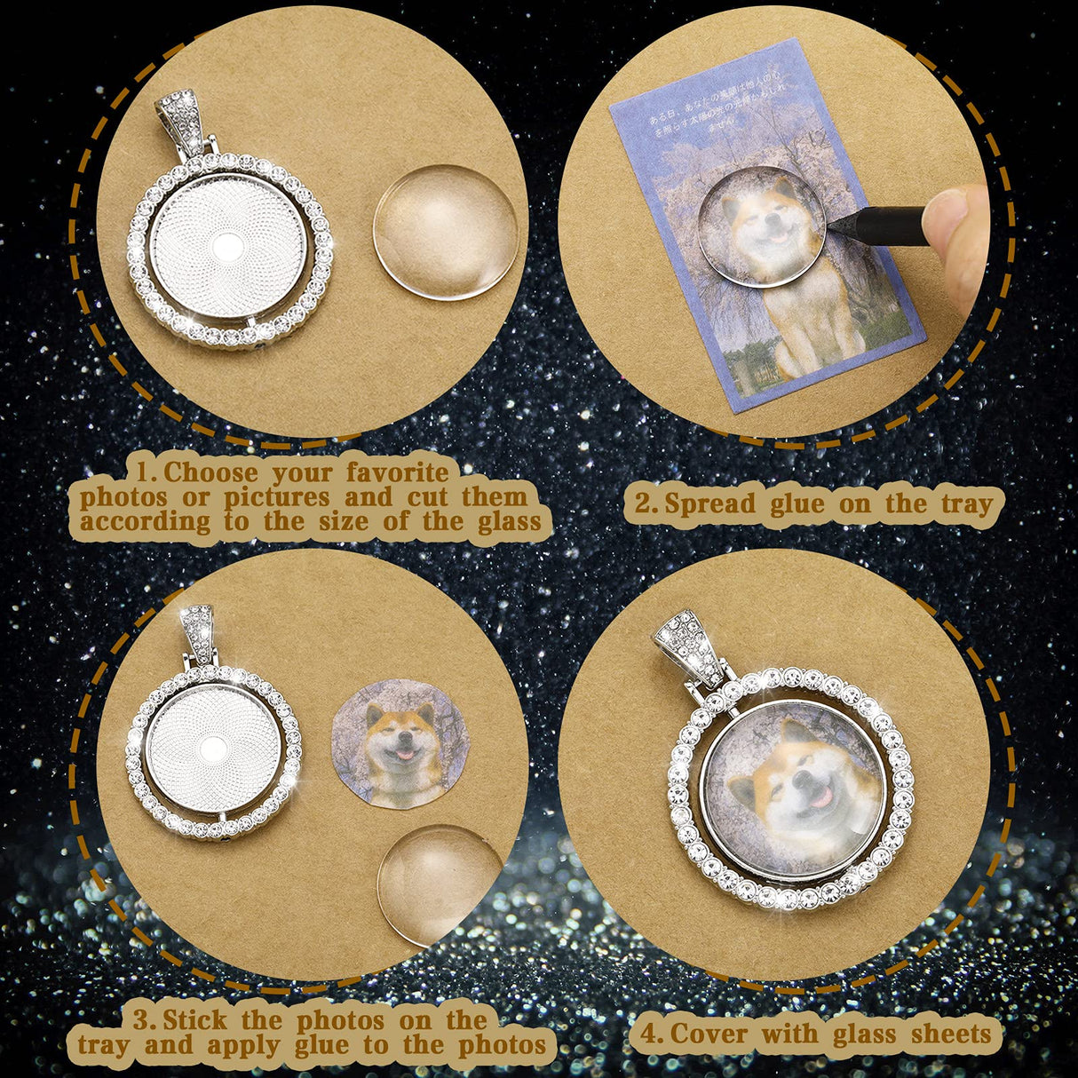 27 Pieces Rhinestone Bezel Pendant Trays Set Including 9 Pieces Double-Sided Sublimation Blank Pendant Trays 1 Inch Bezel Pendant Trays Round Pendant Charms with 18 Transparent Glass (Silver) Ferraycle