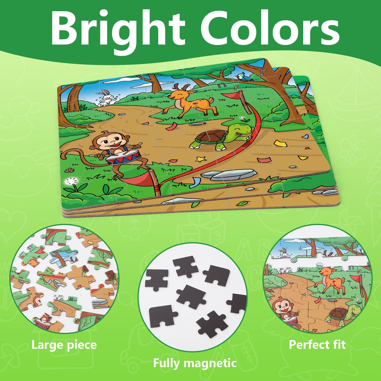Quilinz Jigsaw Puzzles,Magnetic Animal Puzzles for Toddlers Age 4-6,Sequence Cards for Kids 3-5,Story Telling Cards,Airplane Car Road Trip Activities,Toddler Travel Activities,Preschool Learning Toys Quilinz