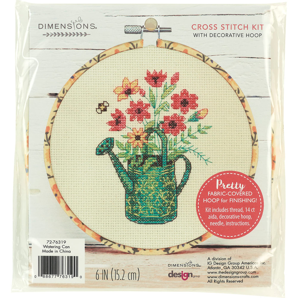 Dimensions 72-76319 Watering Can Counted Cross Stitch Kit for Beginners, 6" D, Multicolor, 5pcs Dimensions
