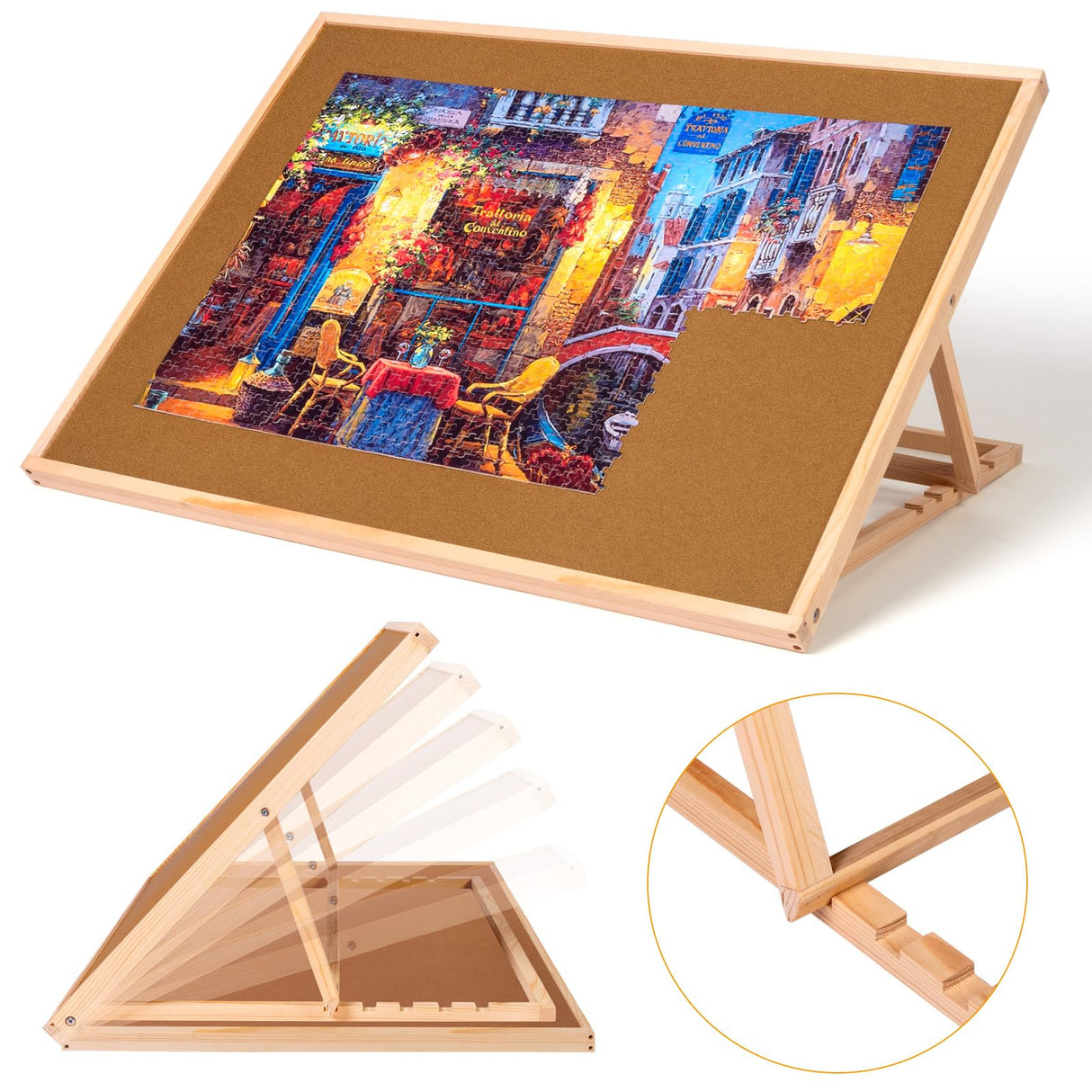 Pulchra 1000PCS Wooden Jigsaw Puzzle Board with Adjustable Bracket Portable Puzzle Table | Puzzle Organizer Boards Storage Accessories for Adults