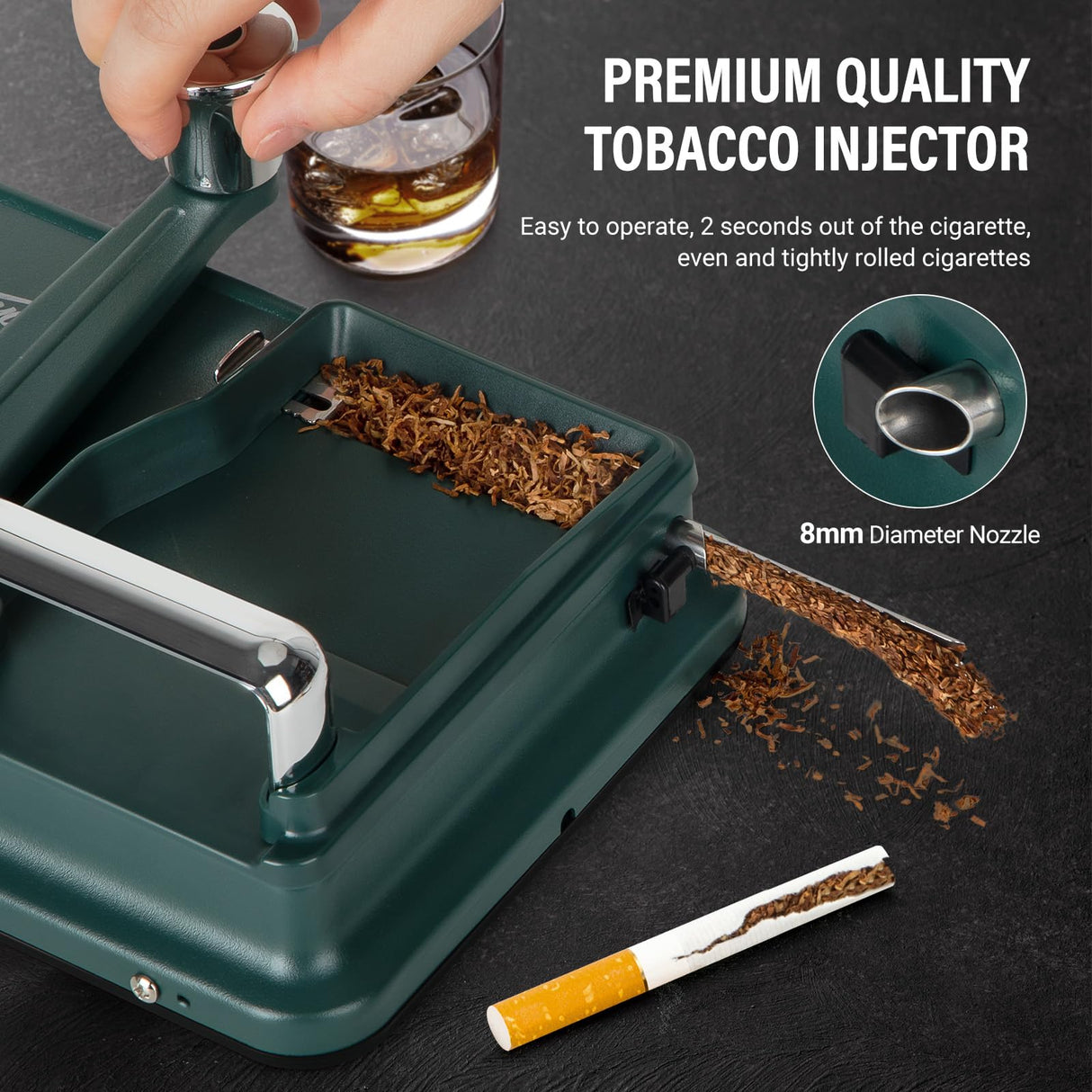 Tesonway Cigarette Rolling Machine Manual, Cigarette Injector Machine with Cleaning Brush, Cleaning Probe, Tube Probe, Cleaning Spray Bottle for 8mm Diameter Cigarettes Paper Tubes Tesonway