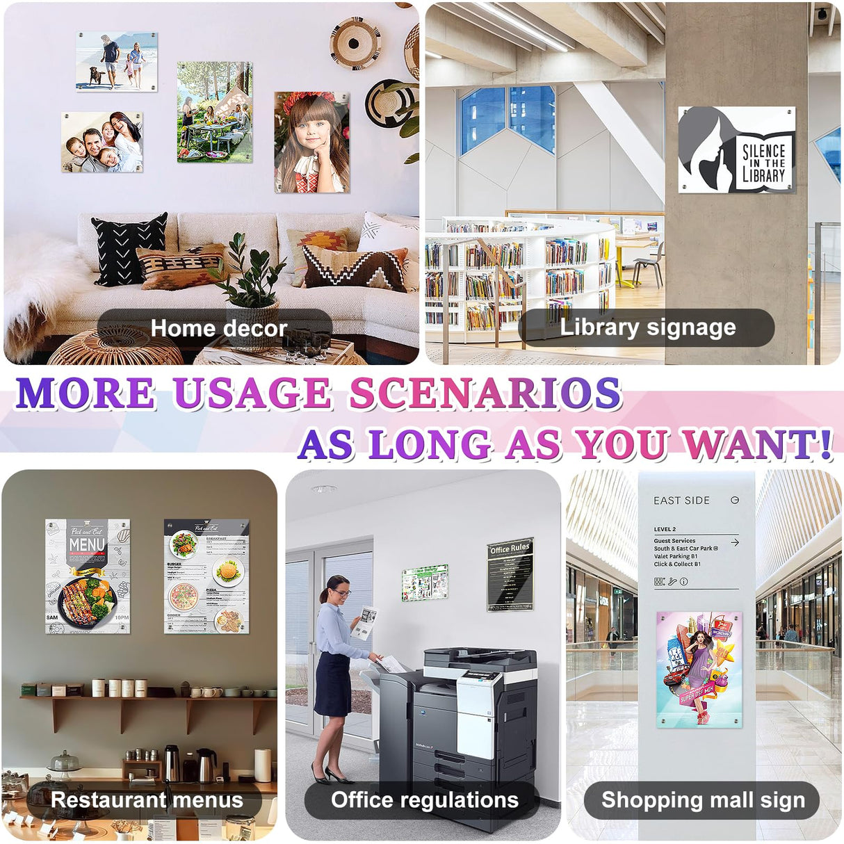 HYHOSHI 4Pack 11.8.x15.7inch Sublimation Glass Photo Blanks, Wall Mount Tempered Glass Sublimation Blank Sign, Sublimation Blank DIY Picture Wall Frame Poster for Home Decor HYHOSHI