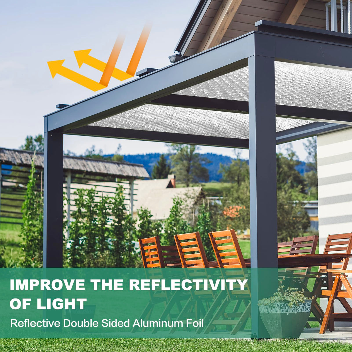 Reflective Bubble Insulation Sheet, Double Side Aluminum Foil Bubble Shield, Aluminum Foil Thermal Insulation Radiant Barrier for Windows, RV, Roof, Garage Door (47IN X 15FT) FONUNO