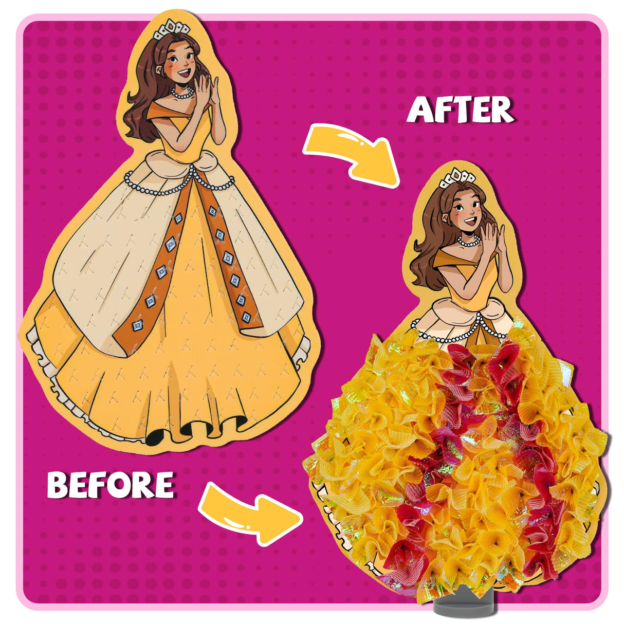 8 Packs Poke in Crafts Art Kits for Girl, Magical Prienceses Mess Free Kids' Paper Craft Kits, Birthday Gift for Girls 4 5 6 7 8 9 Years Old, DIY Presents, Mess Free Art Activity ATFUNSHOP