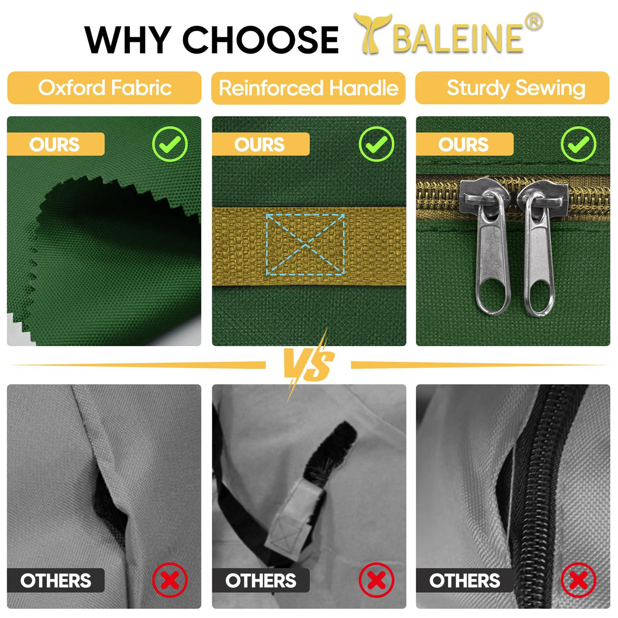 BALEINE Premium Wreath Storage Container, Oxford Christmas Wreath Storage Bags with Durable Tarp Material and Reinforced Handle for Holiday Xmas (Green, 30") BALEINE