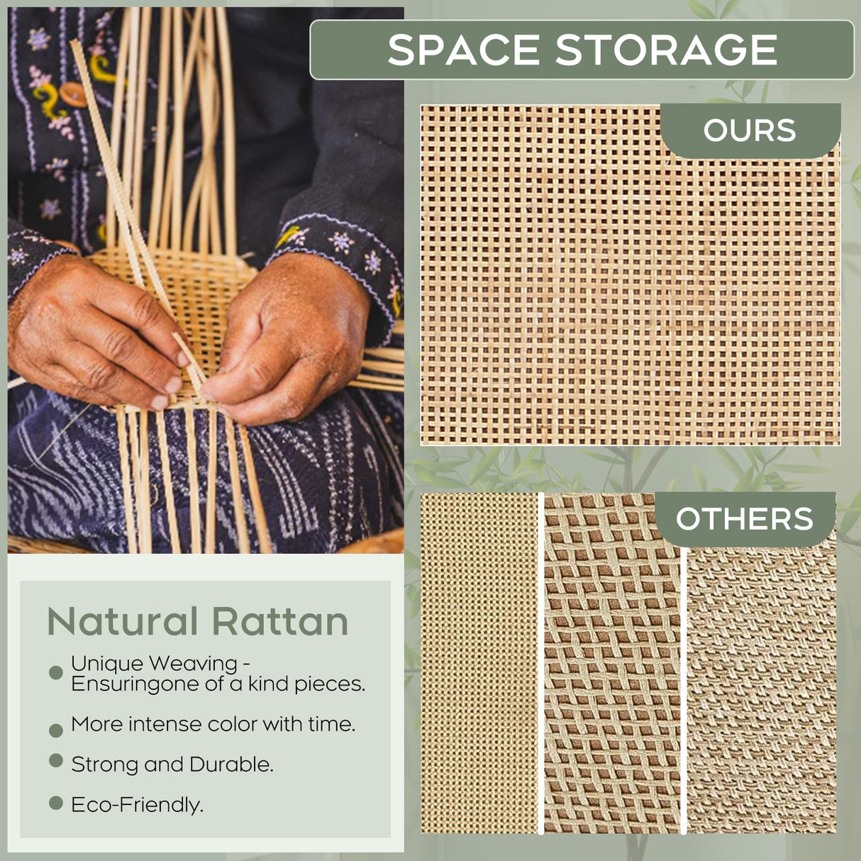 Yechen Shoe Rack Storage Organizer with 2 Natural Semi-Circular Rattan Doors, Entryway Wooden Shoe Cabinet for Sneakers, Leather Shoes, High Heels, Slippers (1 Piece, Morandi Green) Yechen