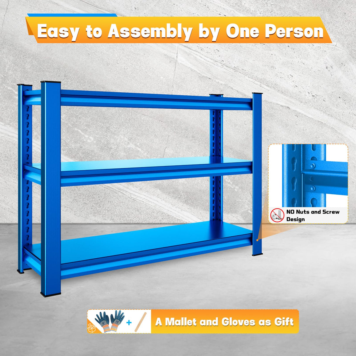 Rufokisa 40" W Garage Shelving Heavy Duty,1500LBS Loads Adjustable Garage Storage Shelves,3-Tier Metal Storage Racks and Shelving Units, Utility Rack Shelves,40”W x 18”D x 36”H,Blue Rufokisa