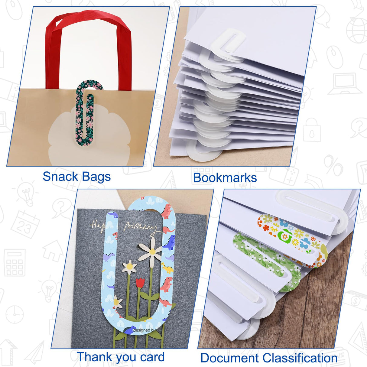 20 Pack Sublimation Paper Clips Sublimation Blank Thermal Acrylic Paperclip Mockup,4 x 2 inch Jumbo Paperclip Design for Sublimation, Creative Gift for Office, Classroom Supplies, Paperclip libfrnt