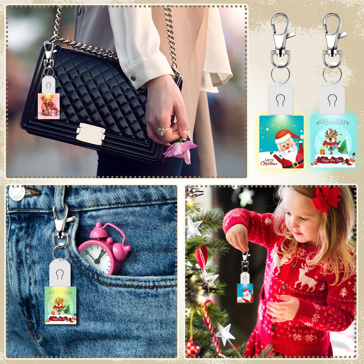 Tondiamo 10 Pcs LED Sublimation Blank Keychain Acrylic Lighted Transfer DIY Crafts Fall Thanksgiving Christmas Keychain Gift(Rectangular) Tondiamo