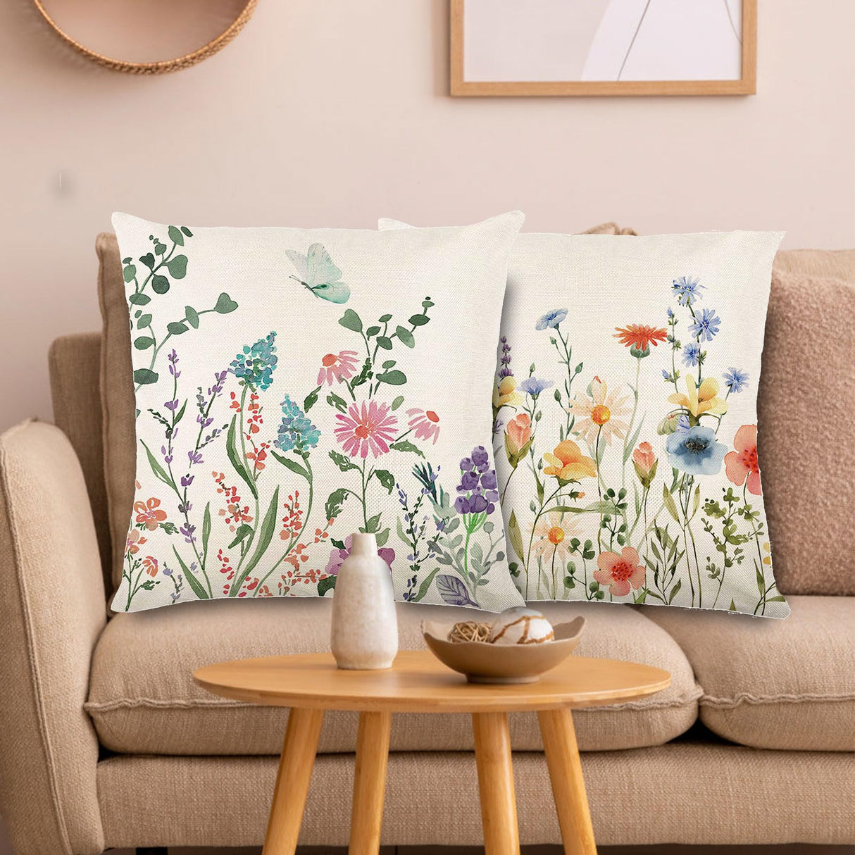 ONFAON Spring Decorations for Home - Spring Pillow Covers 18x18, Outdoor Pillow Covers Spring Farmhouse Throw Pillow Cover Garden Linen Cushion Case for Home Decor ONFAON