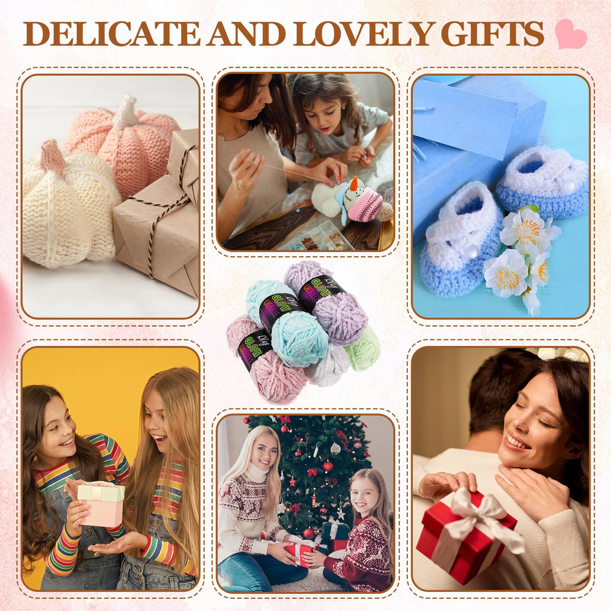 Fanfanwin 5 Rolls Glow in The Dark Chenille Yarn Luminous Crochet Yarn Glow Sewing Craft for DIY Arts Crafts Halloween Knitting Sewing Crocheting Supplies, 76.5 Yard Per Roll Fanfanwin