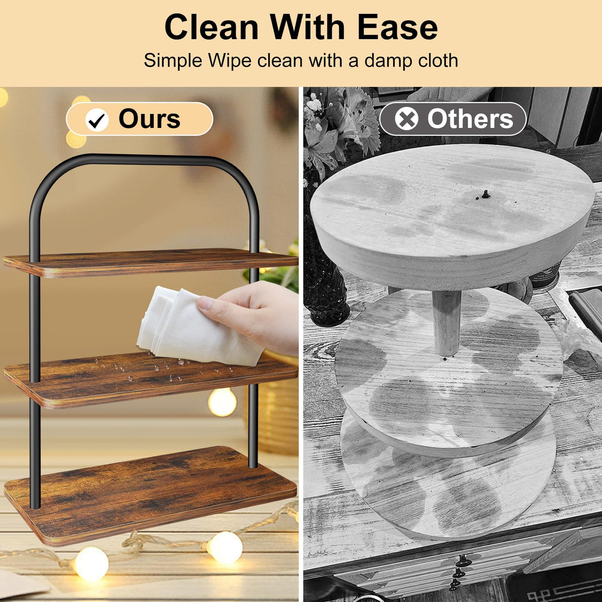 Cupcake Stand, 3 Tier Wood Cupcake Stand for 50 Cupcakes Large Dessert Stand Cupcake Display Stand Cupcake Tower for Farmhouse Decor, Party Serving Tray, Vendor Dessert Table Display Set OugeWood