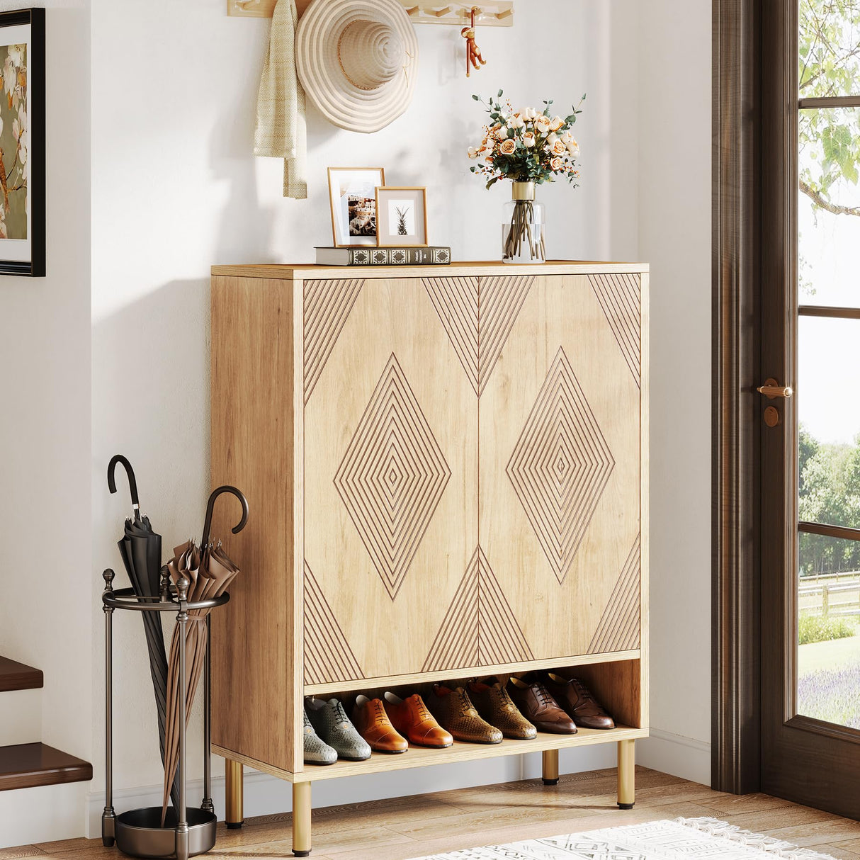 Tribesigns Shoe Cabinet with Doors, 6-Tier Shoe Storage Cabinet with Adjustable Shelves, 24 Pairs Wood Shoes Rack Modern Shoe Storage Organizer for Entryway, Closet, Living Room Tribesigns