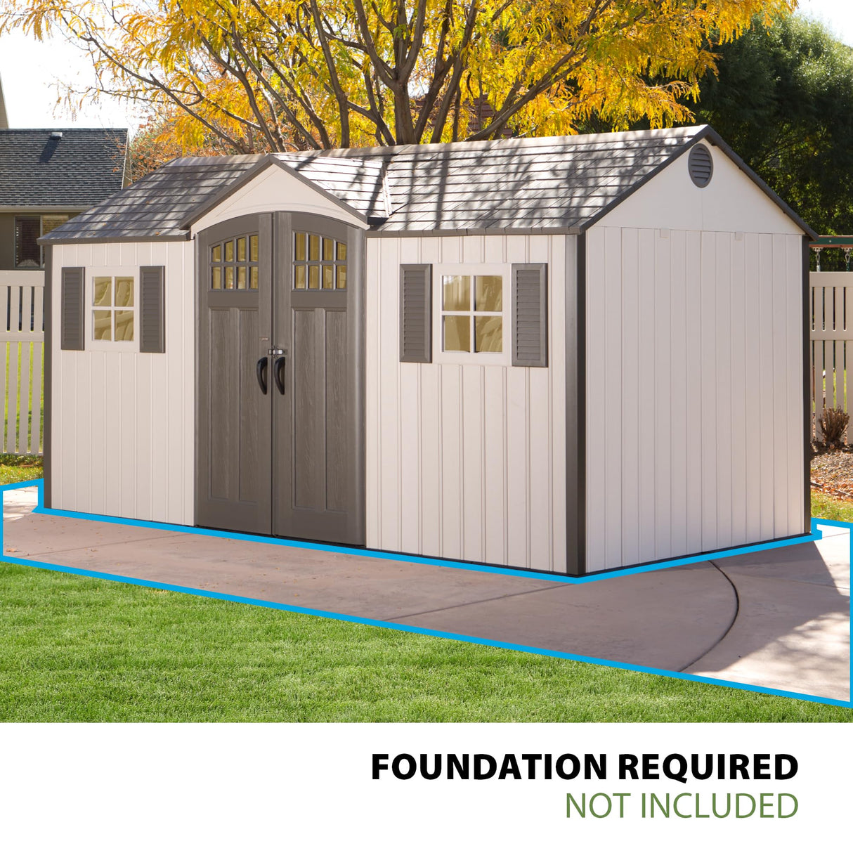 Lifetime 60138 Outdoor Storage Shed, Desert Sand, 15 x 8 Feet Lifetime