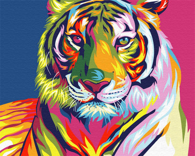 Komking Paint by Number for Kids & Adults Beginner, Paint by Numbers Kits on Canvas, Art Craft Painting Kits Gifts for Home Decor, Colorful Tiger Without Frame 16x20inch