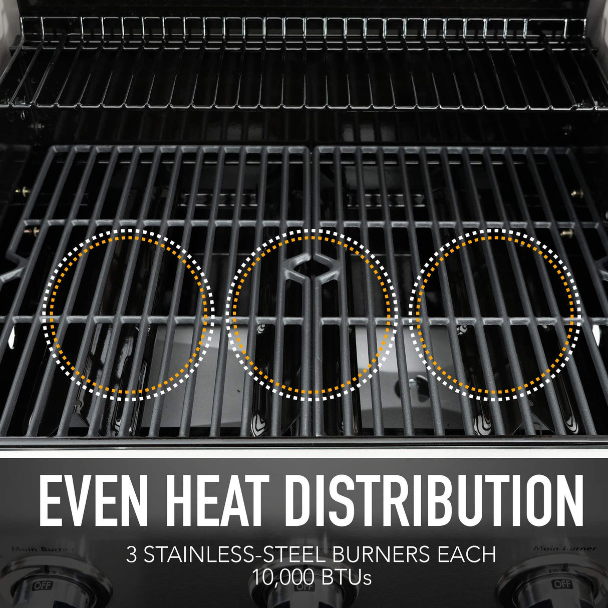 Kenmore 3-Burner Propane BBQ Grill, 30,000 BTUs Gas Grill with Cast Iron Cooking Grates, Folding Side Tables & Wheels, Outdoor Grill with Tool Hooks, Black Kenmore