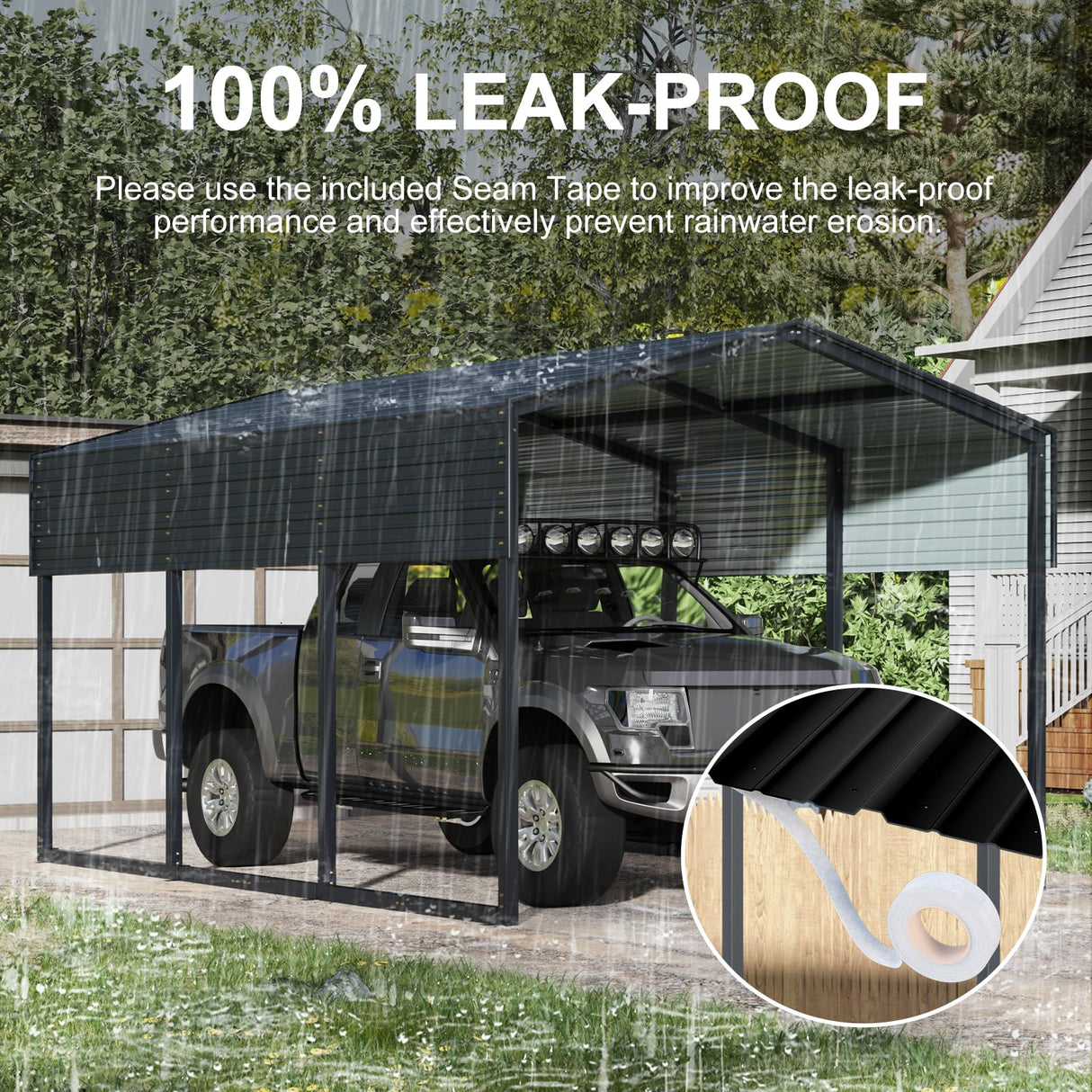 WELYAS 15×10 FT Heavy Duty Carport Canopy with Galvanized Steel Frame and Roof, All Metal Carport Garage, Car Shelter for Trucks, Boats, Tractors WELYAS