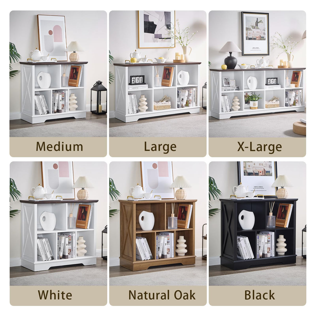 Farmhouse 5 Cube Bookshelf, White Storage Organizer Bookcase, Kids Toy Storage Cabinet, Small Bookshelves Storage Organizer Shelf, Wood Display Cabinet Book Shelves for Bedroom,Living Room,Office FFBCFDK
