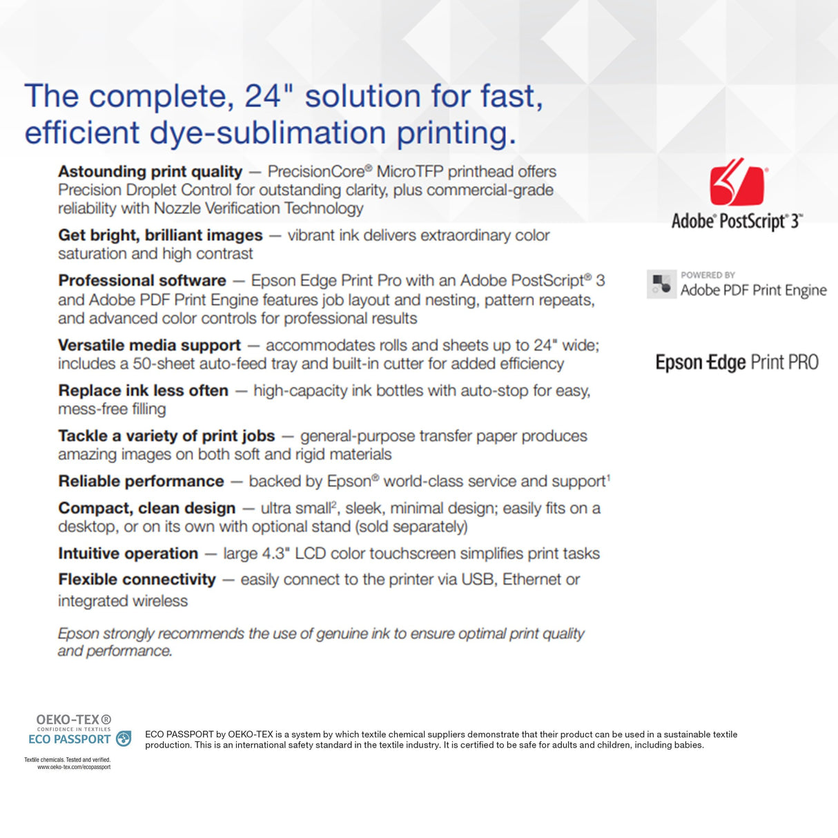 Epson Surecolor F570 Pro 24" Desktop Sublimation Printer, Includes Two Full Ink Sets, User Guide, Sublimation Paper, & Free Remote Install SCF570PE (Printer & Inks) Johnson Plastics Plus