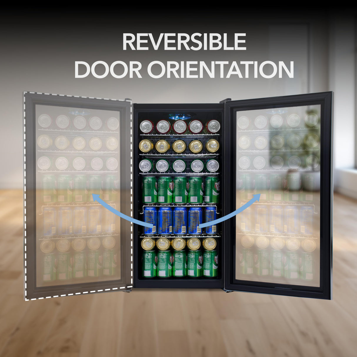 Whynter 120-Can Beverage Refrigerator with Glass Door, 3.1 Cu Ft Freestanding Drink Mini Fridge, BR-130SB, Stainless Steel Whynter