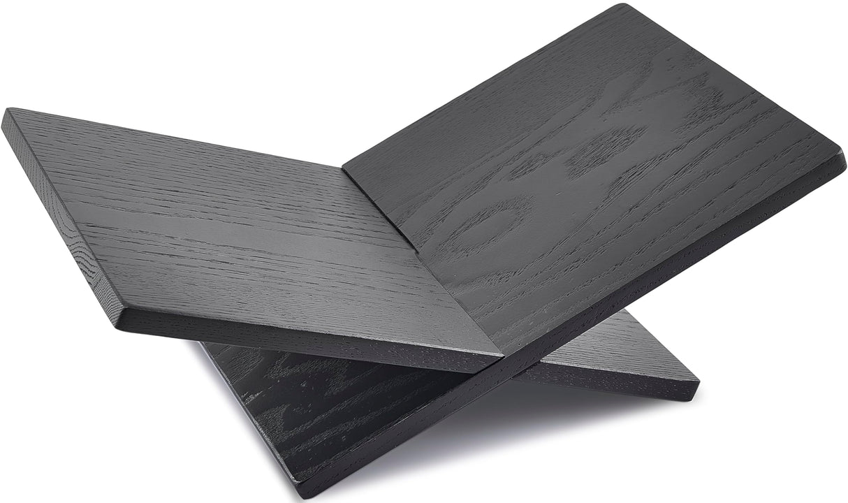 Honygebia Solid Wood Book Stands - Cross Frame Black Oak Wooden Book Holder, Open Bookstand for Display and Reading, Suitable for Art, Bible, Cookbook, Easel, Magazine, Textbooks Honygebia