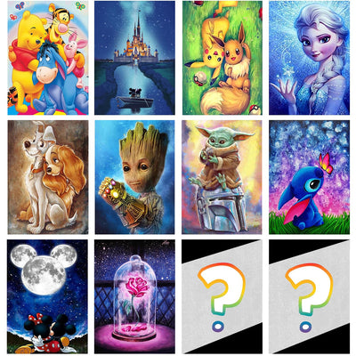 FFPTBNYX 12Pack Diamond Painting Kits for Adults,5D Cartoon Series Diamond Art Kit for Beginners, DIY Paint with Diamonds Round Full Drill Paintings Gem Art for Home Wall Decor 12x16 Inch