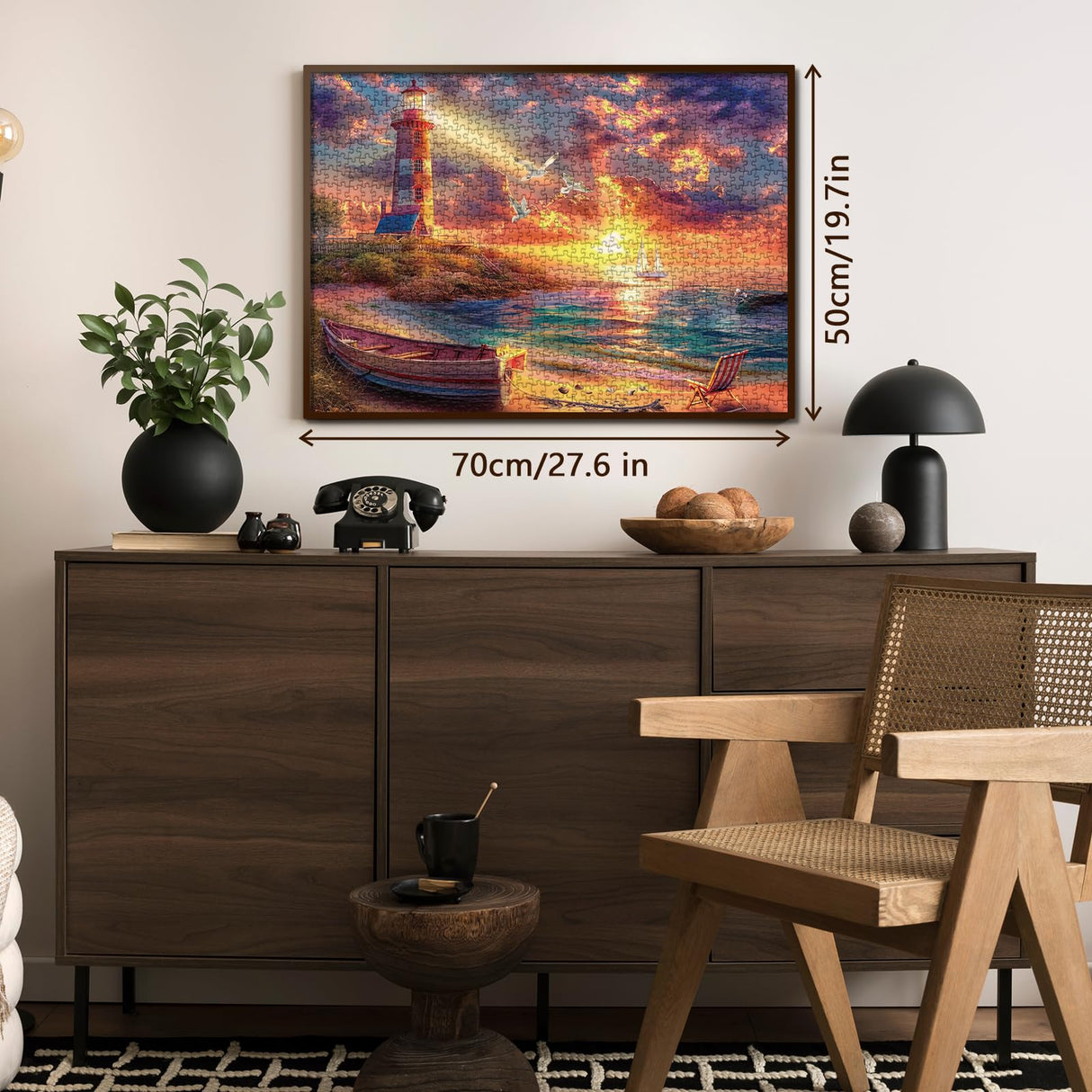 Beach Ocean Lighthouse Puzzle for Adults 1000 Pieces Nature, Summer Sunset Landscape Jigsaw Puzzle, Sailboat Scenery Puzzle BBOLDIN