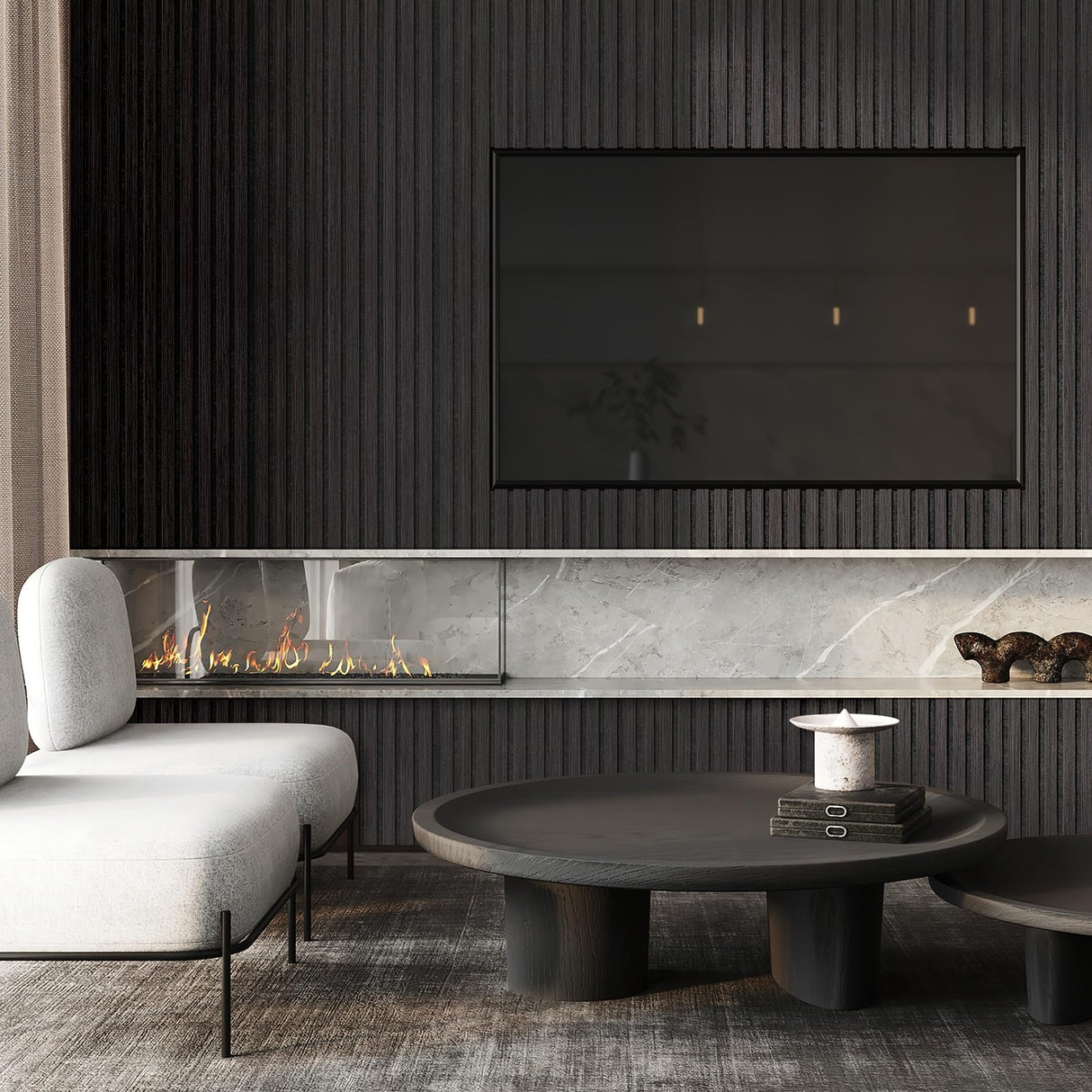 UMIACOUSTICS Wood Slat Wall Panels, 4 PCS Diffusion Panels, Decorative Sound Absorbing Panels for Home Office Cinema -Ebony UMIACOUSTICS