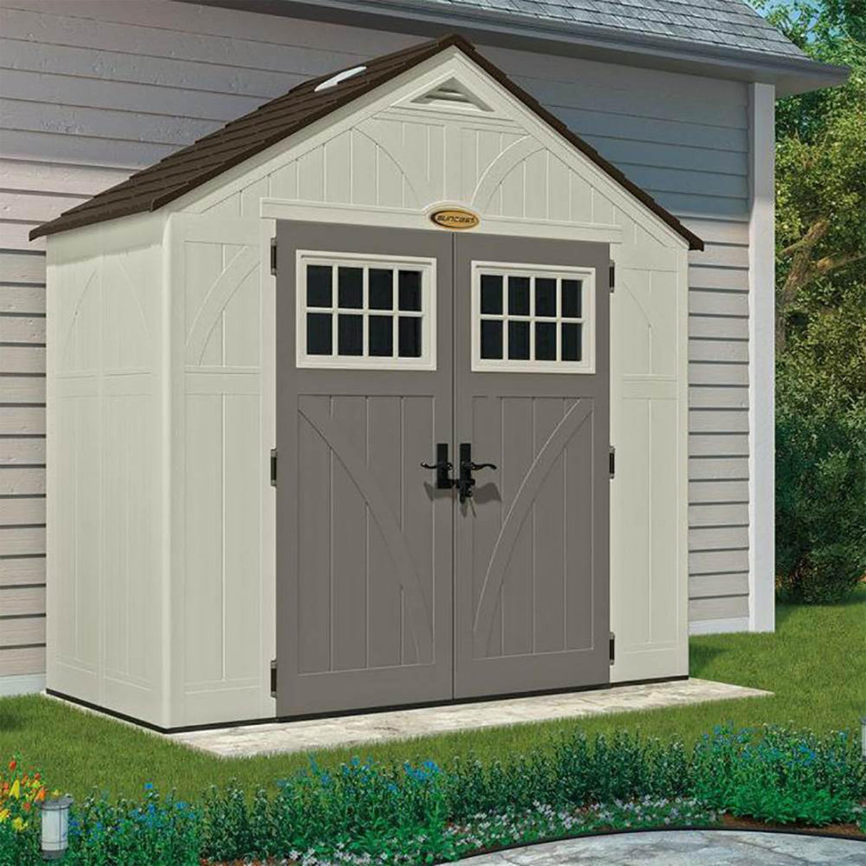 Suncast Tremont 8' x 4' Resin Outdoor Patio and Garden Backyard Storage Shed Suncast