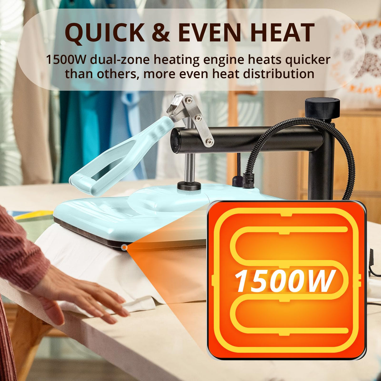 HTVRONT Heat Press Machine for T-Shirts, Heat Press 15 x 15 Professional Heats Up Fast & Distribute Heat Evenly, Swing Away T-Shirt Press Machine for HTV, Sublimation, Heat Transfer Projects (Blue) HTVRONT