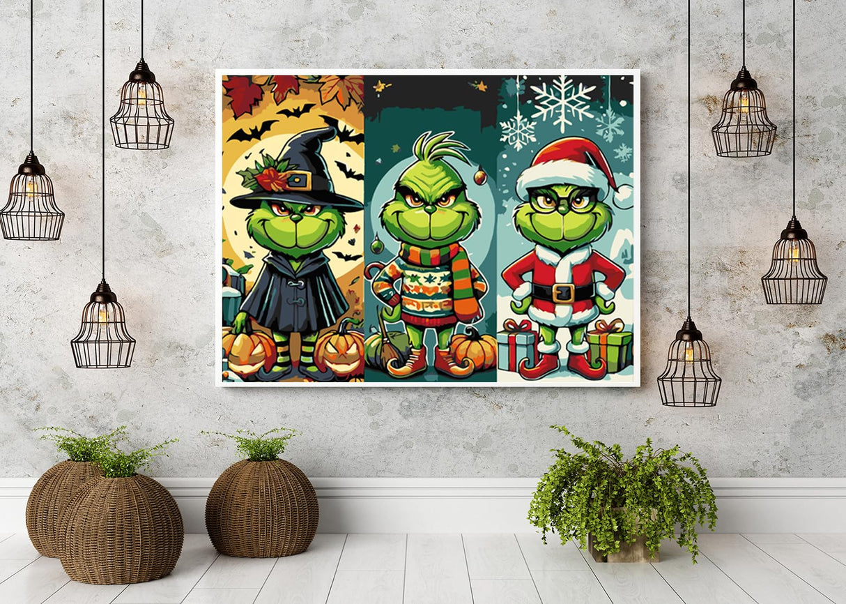 Christmas Paint by Numbers Kit for Adults Beginner,DIY Winter Painting by Numbers Kits,with 3 Brushes and Acrylic Paint(Without Frame), Home Wall Decor 12 x 16 in CZYWJMEI