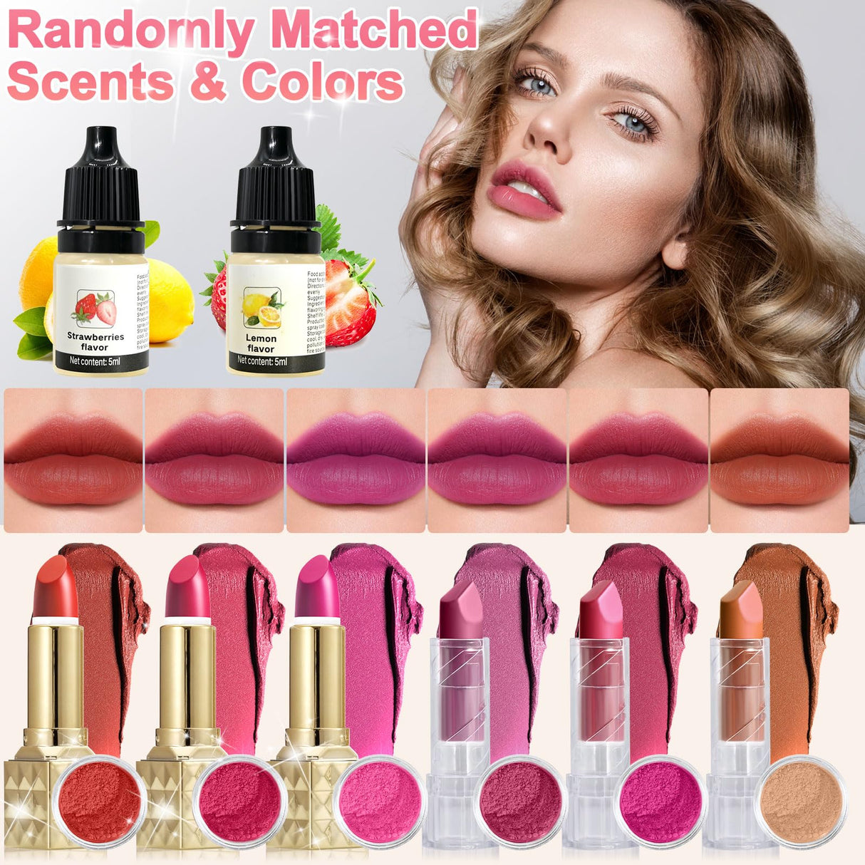 JUYRLE Lipstick Making Kit- 47Pcs DIY Matte Velvet Lipstick Set, Lip Gloss Kit, Make Your Own Lip Stain Kit with Beeswax Long-Lasting Quick-Drying Non-Stick Cup Lip Makeup Gift Kit for Women Beginner JUYRLE