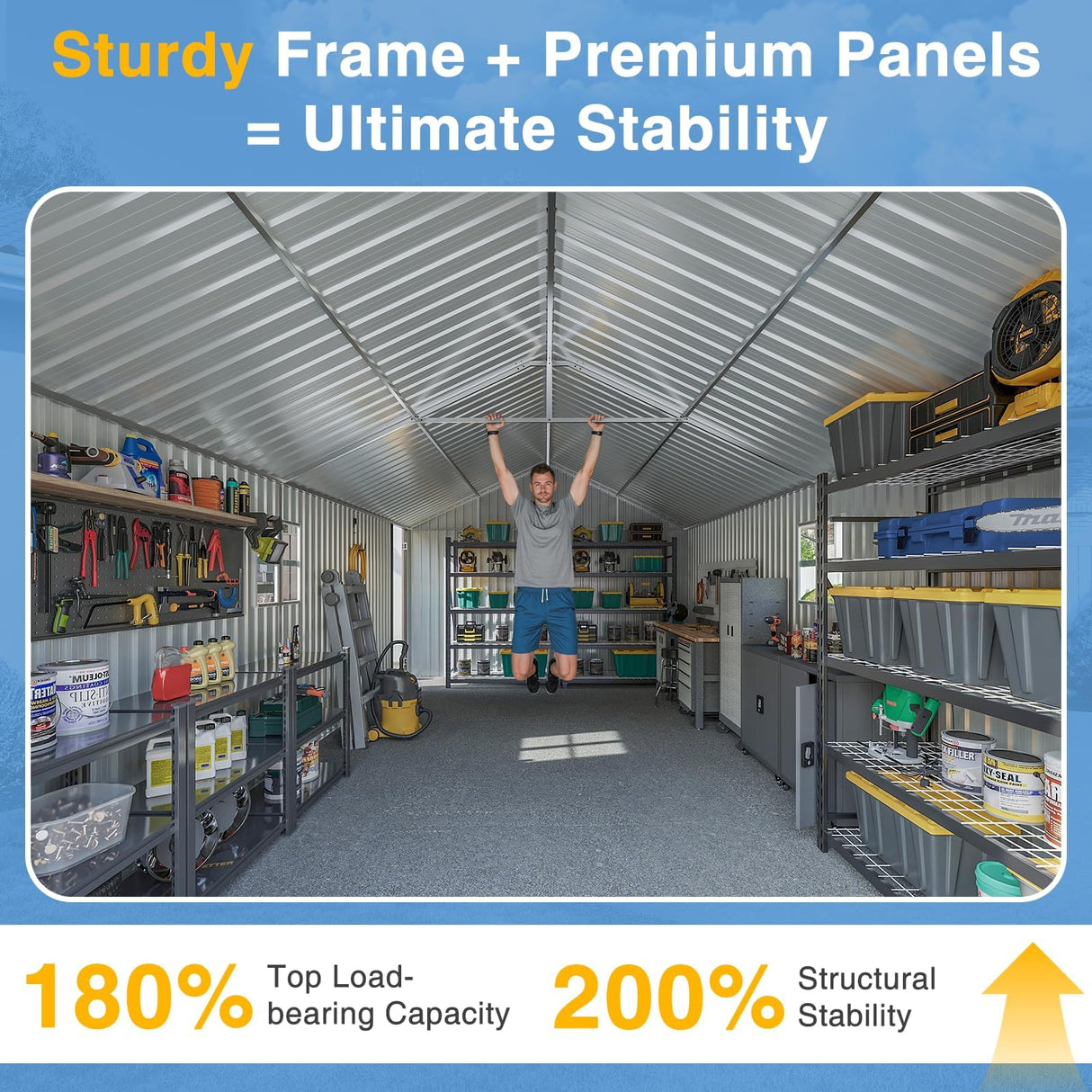 Breezestival 12x20ft Metal Carport Shed, Triple Door Outdoor Storage Building with Car Port Entry & Side Door, 700 cu ft Utility Shed with 11" Snow Load Capacity for Garden, Vehicle, Bike Storage Breezestival