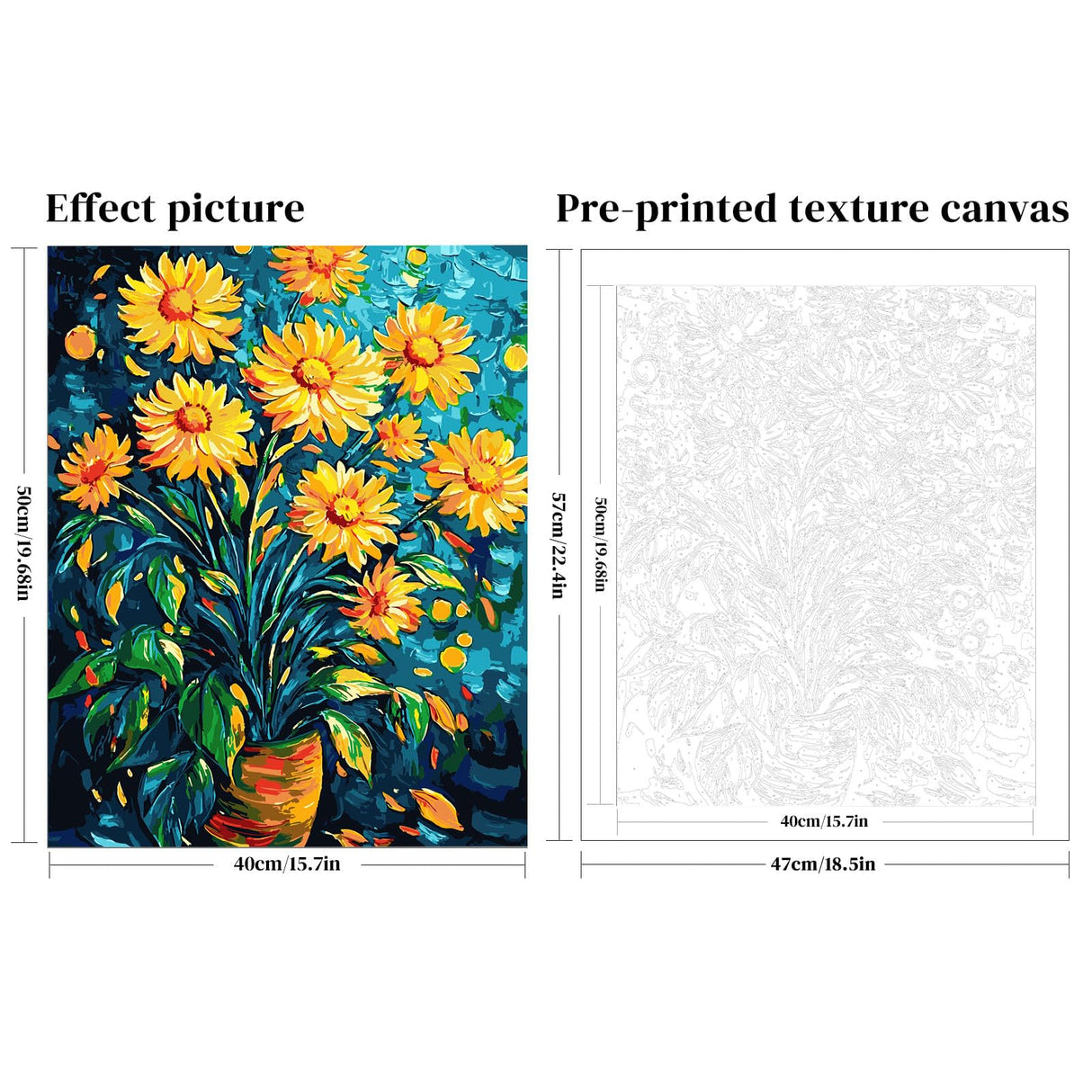 QUITEDEW Paint by Numbers Kit for Adults Flowers,Sunflower Adult Paint by Numbers on Canvas,DlY Oil Painting for Home Wall Decoration 16x20 Inch QUITEDEW