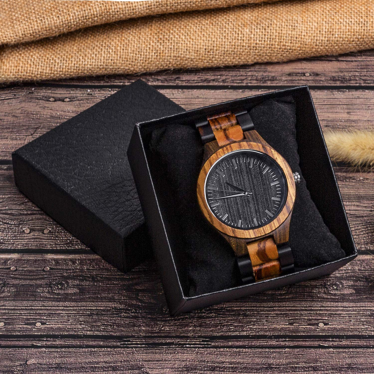 Fodiyaer Custom Engraved Wooden Watch Gifts for Son from Dad As Personalized Christmas Birthday Graduation Wood Idea with Cowhide Leather Strap Fodiyaer