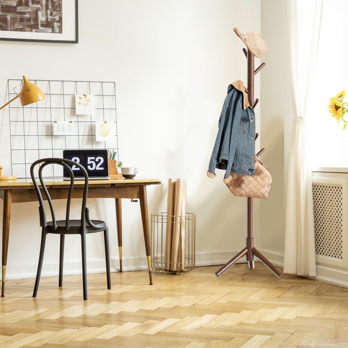 Simple Houseware Wooden Coat Rack Stand Garment Tree Rack, Walnut Simple Houseware