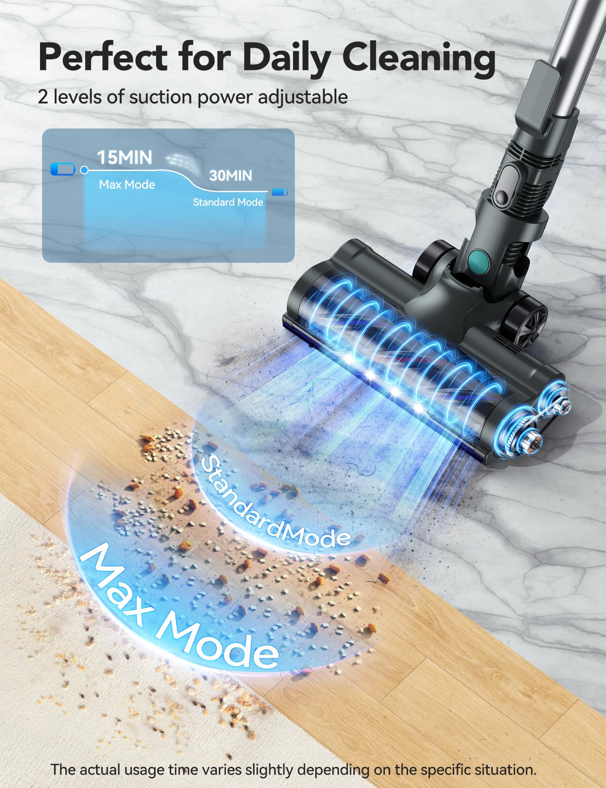 QikCln Cordless Vacuum Cleaner, 8-in-1 Powerful Vacuum Cleaners for Home with 1.3L Large Capacity, 2 Modes & 30Mins Runtime, Rechargeable Stick Vacuum for Pet Hair Hardwood Carpet - Green QikCln