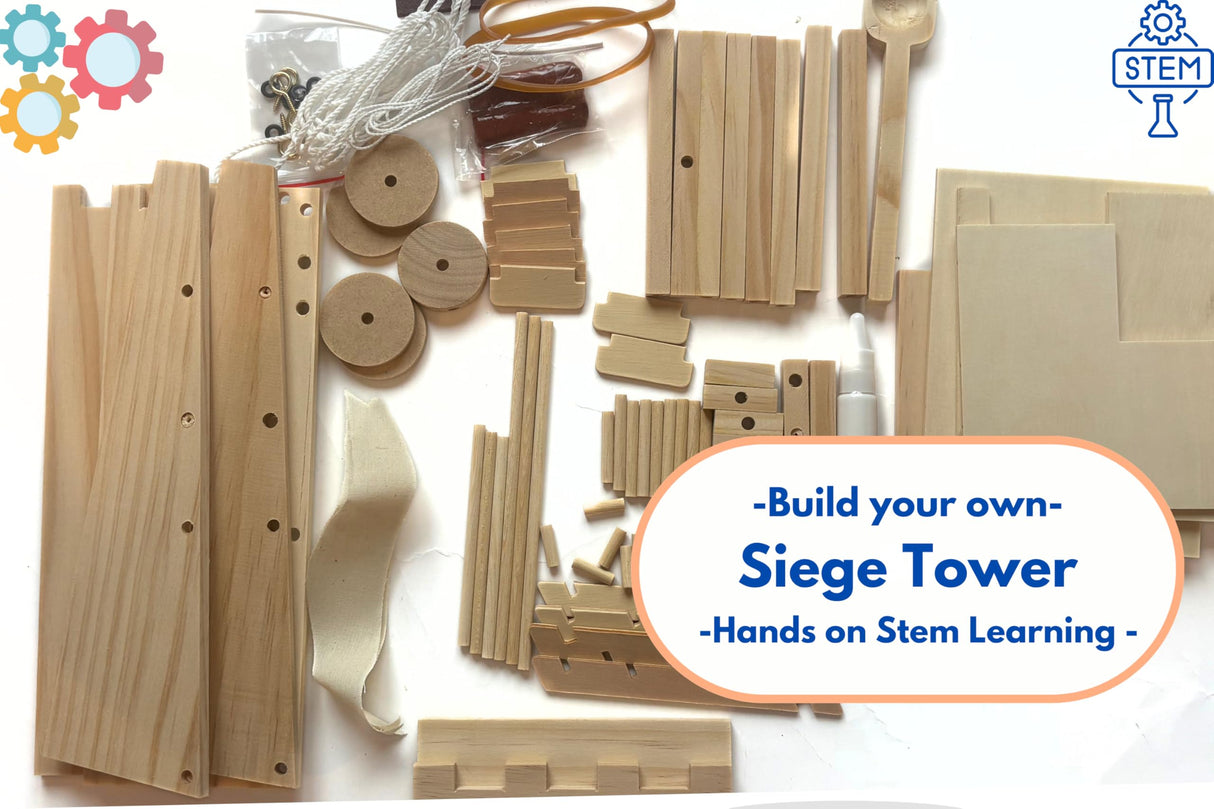 PATHFINDERS STEM Kit – Medieval Siege Tower with Catapult | Wooden Building Kit for Kids Ages 12-14 | Engineering & Physics Toy | Hands-On STEM Project Pathfinders