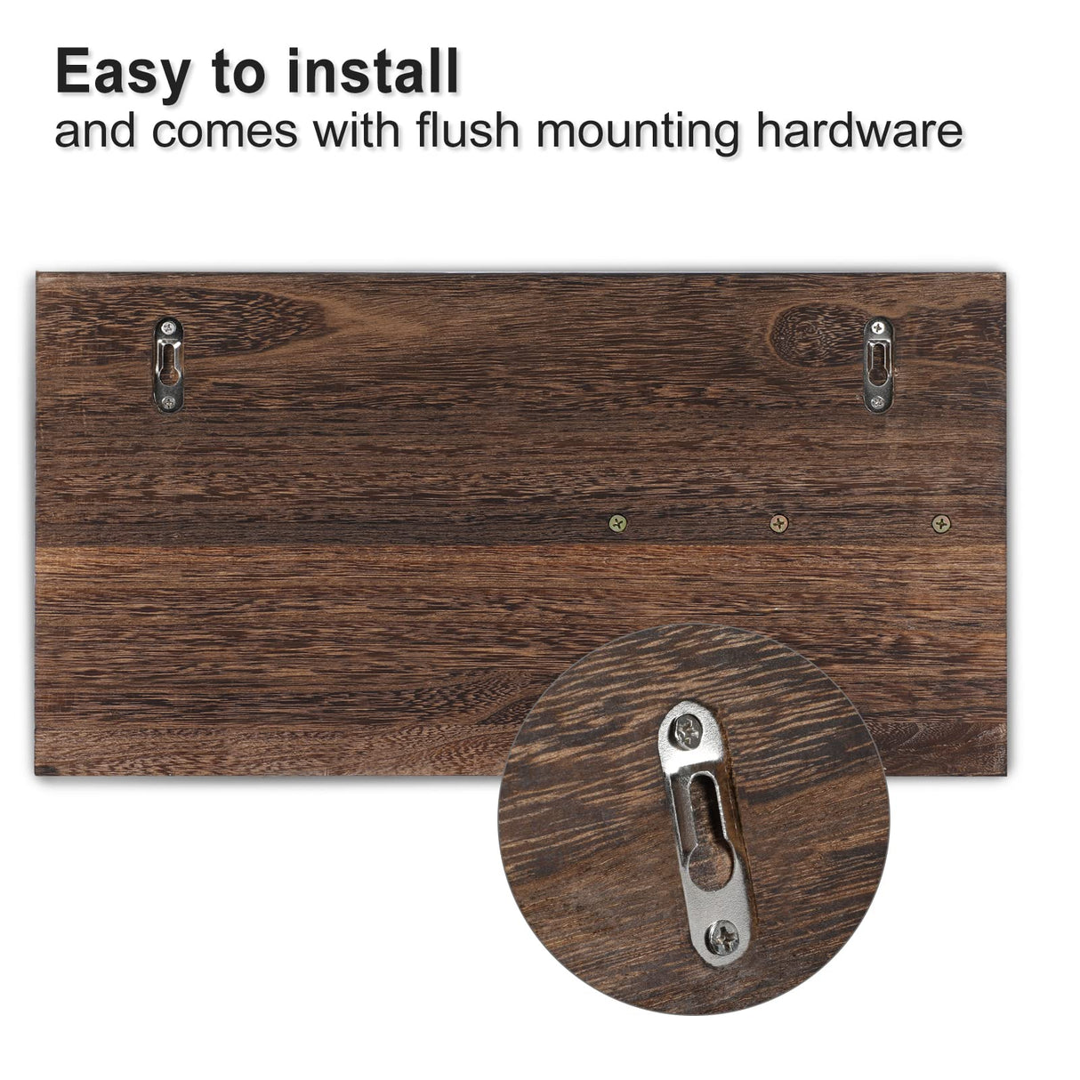 Lwenki Mail Organizer for Wall Mount – Key Holder with Shelf Includes Letter Holder and Hooks for Coats, Dog Leashes – Rustic Wood with Flush Mounting Hardware (16.5” x 8.7” x 3.5”) Lwenki