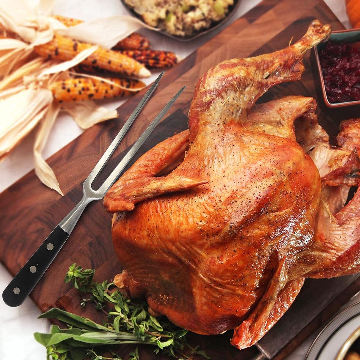 VOJACO Carving Fork, Meat Fork, 12 Inch Cooking Fork, Heavy Duty Stainless Steel BBQ Fork, Long Metal Chef Pro Kitchen Forks for Barbecue, Serving, Cooking, Grilling, Roasting VOJACO