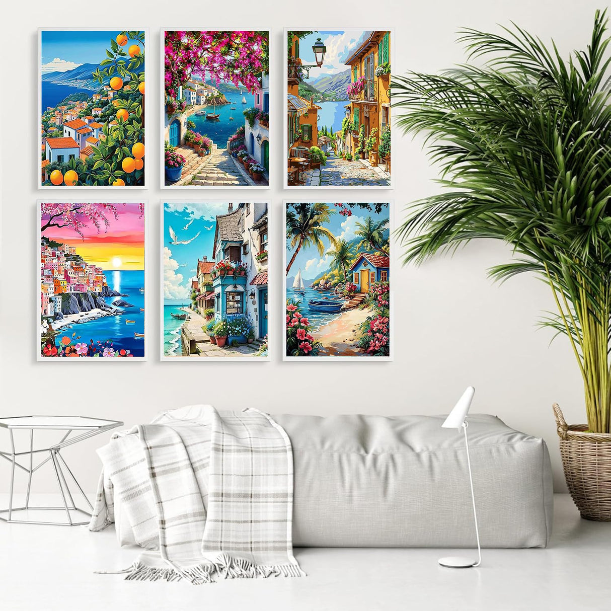Diamond Art Kits for Adults Beginner 6 Pack Mediterranean Coastal Scenery Diamond Painting Kits 5D Diamond Dots Gem Art Crafts with Tools Round Full Drill Funny Crafts for Home Wall Decor&Gift 10x14in Fairyland JinWenn
