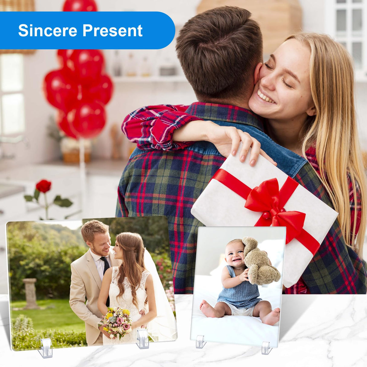 Aulsetch Sublimation Acrylic Blanks Photo Plaque 2 Pack 5.9X7.8 Inch Aulsetch